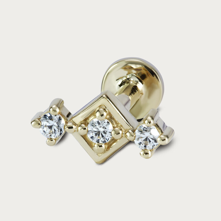 toanoi diamond gold square shape body jewelry