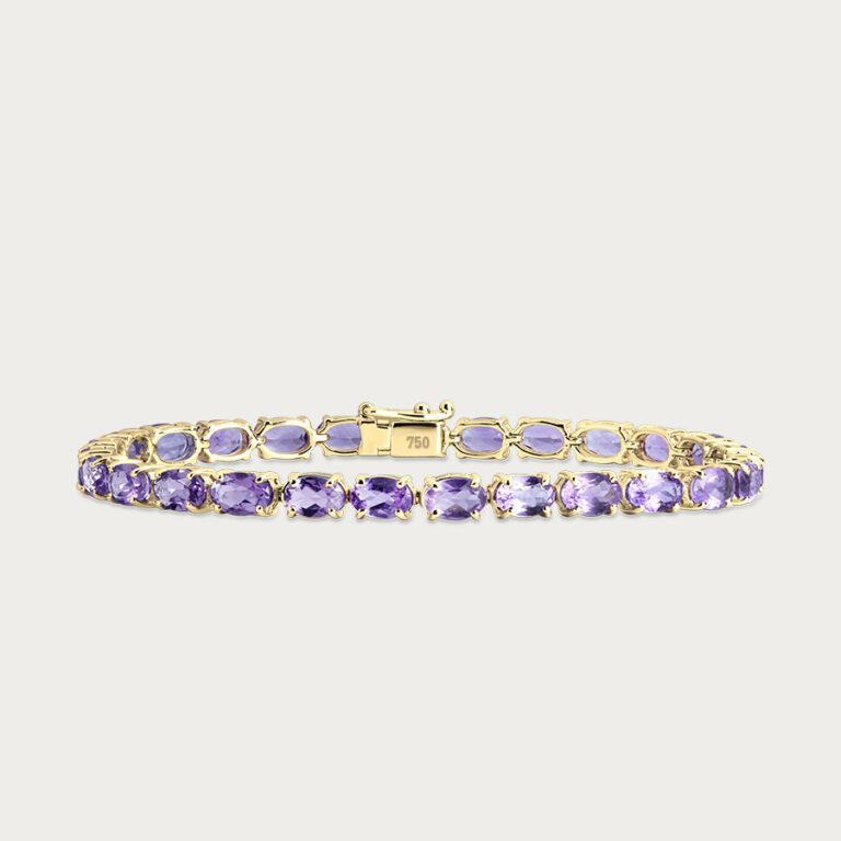 Tennis bracelet with natural amethyst