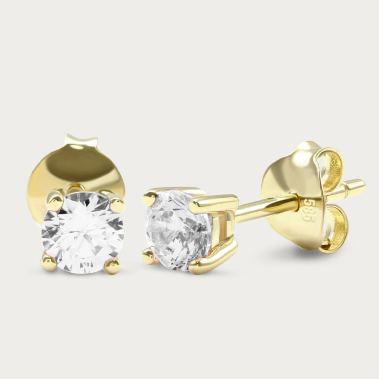 4 prongs setting gold earrings