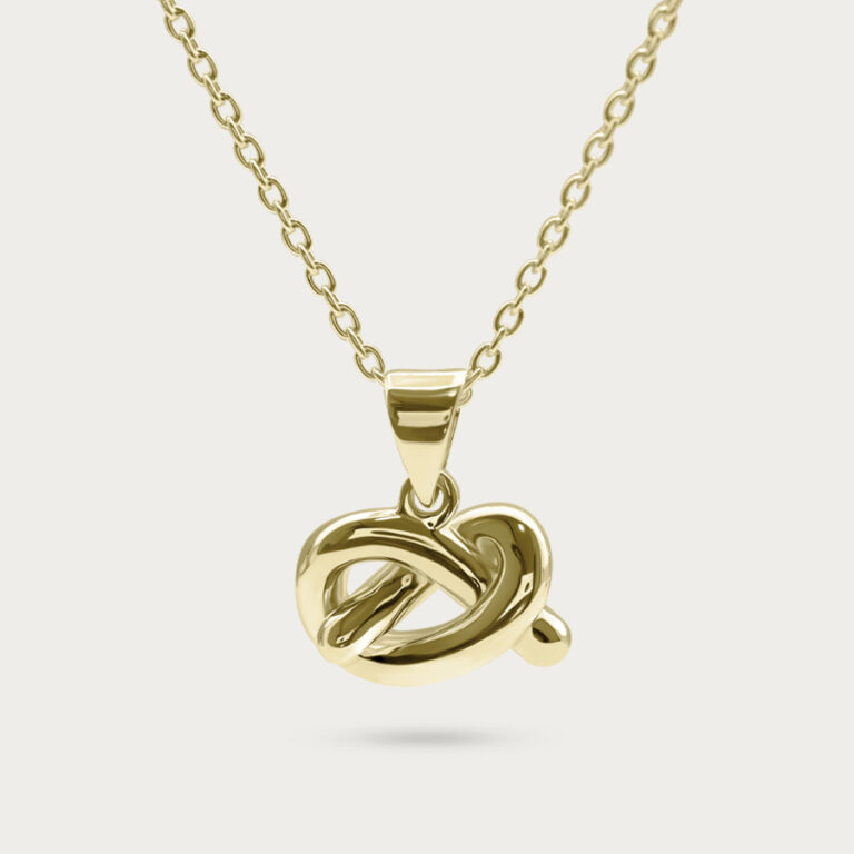 Gold necklace knot