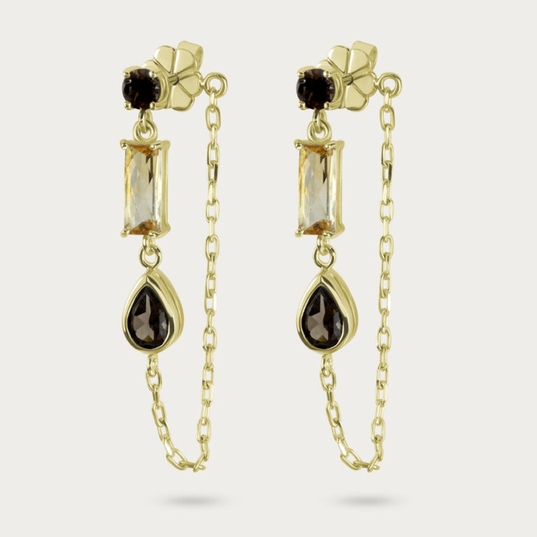 Earrings with 3 color stones
