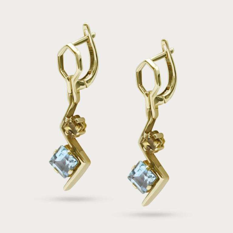 Square earrings with Topaz