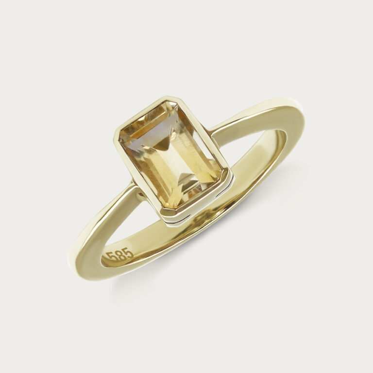 toanoi gold rings with octagon shape gemstone