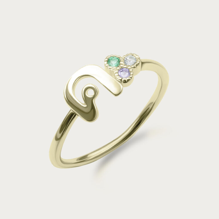 Natural initial gemstones ring