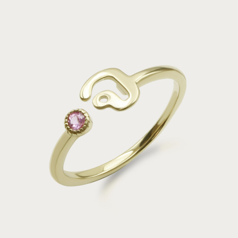 Natural initial gemstones ring