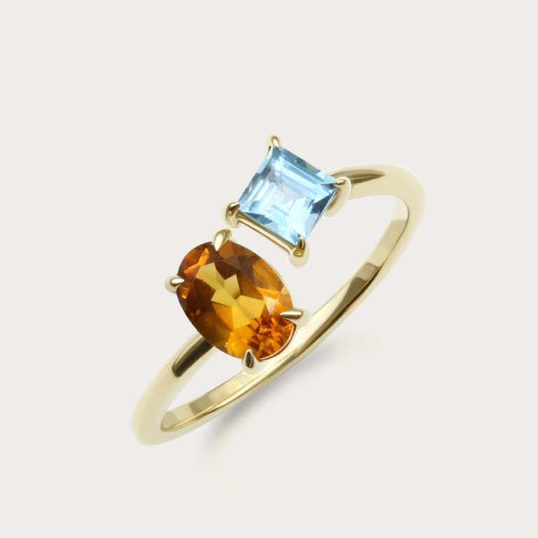 Ring set with two gemstones, design 10