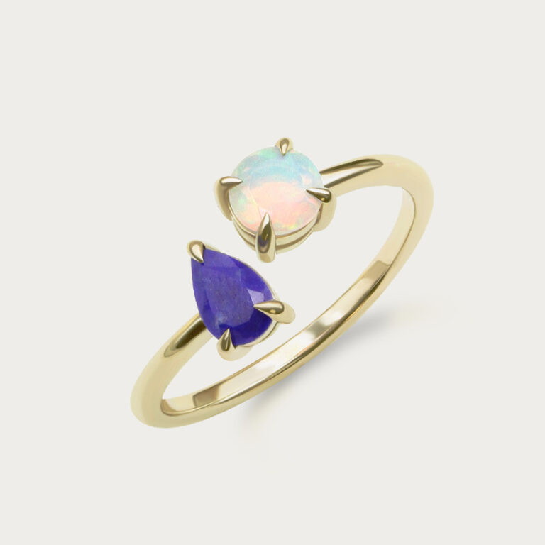 Ring set with two gemstones, design 13