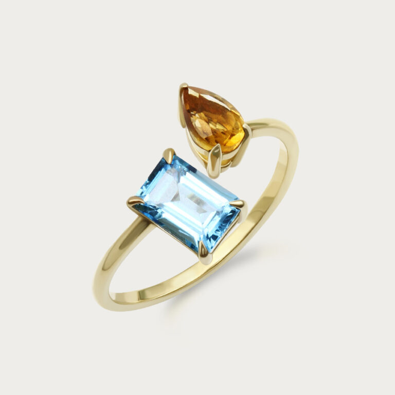 Ring set with two gemstones, design 14