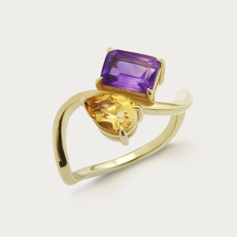 Ring set with two gemstones, design 16