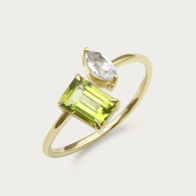 Ring set with two gemstones, design 2