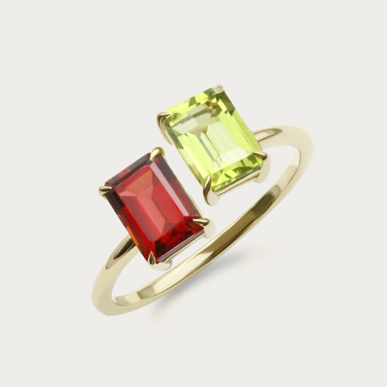 Ring set with two gemstones, design 6