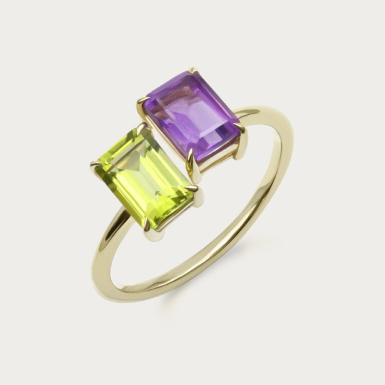 Ring set with two gemstones, design 7