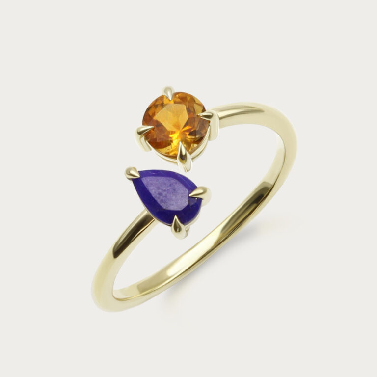 Ring set with two gemstones, design 9