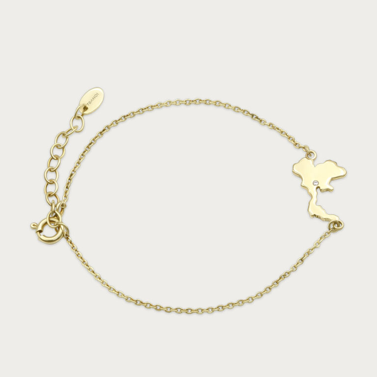 Gold chain necklace on a plain background