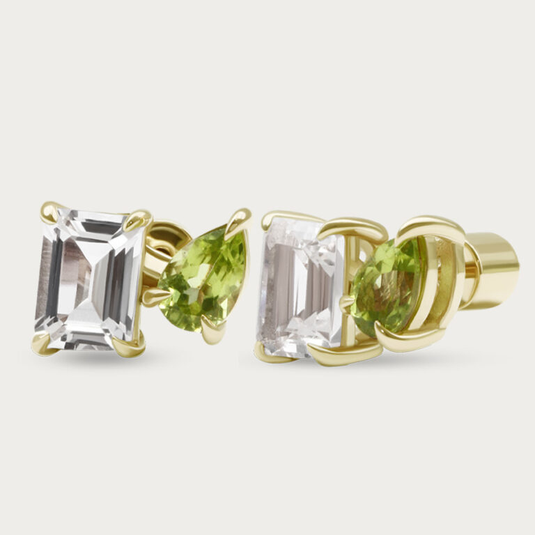 Birthstone stud earrings set with two stones each