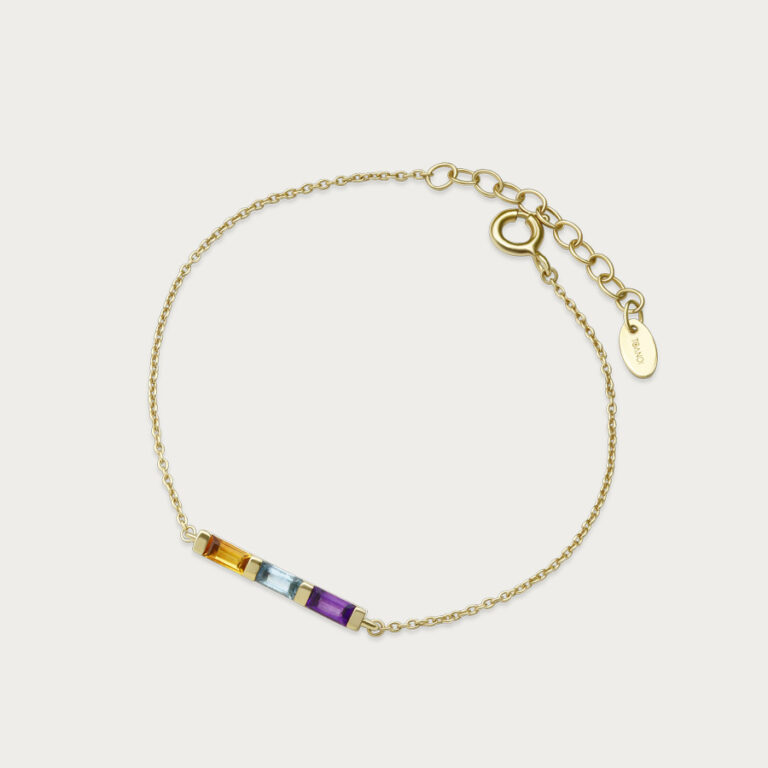 Birthstone bracelet set with three stones
