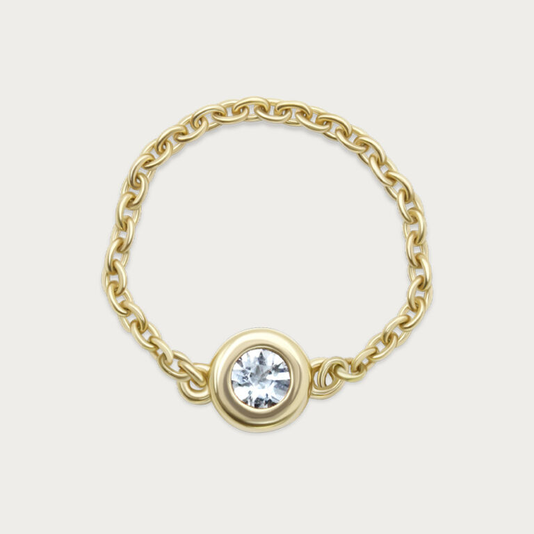 Chain ring set with a 3mm birthstone