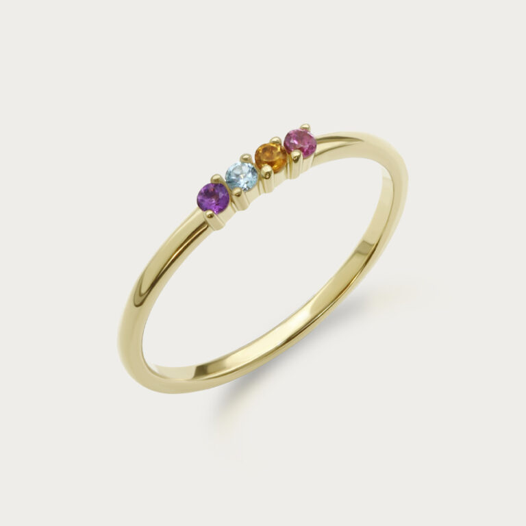 Stacking birthstone rings set with four 1.2mm stones