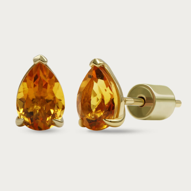 Pear cut citrine birthstone stud earrings