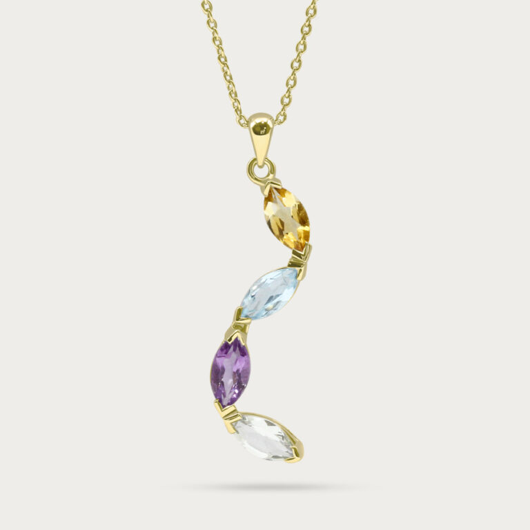 Necklace set with a single natural gemstone