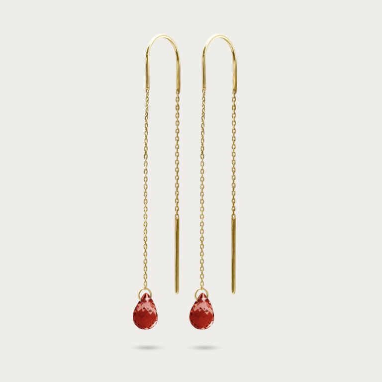 Garnet birthstone drop earrings