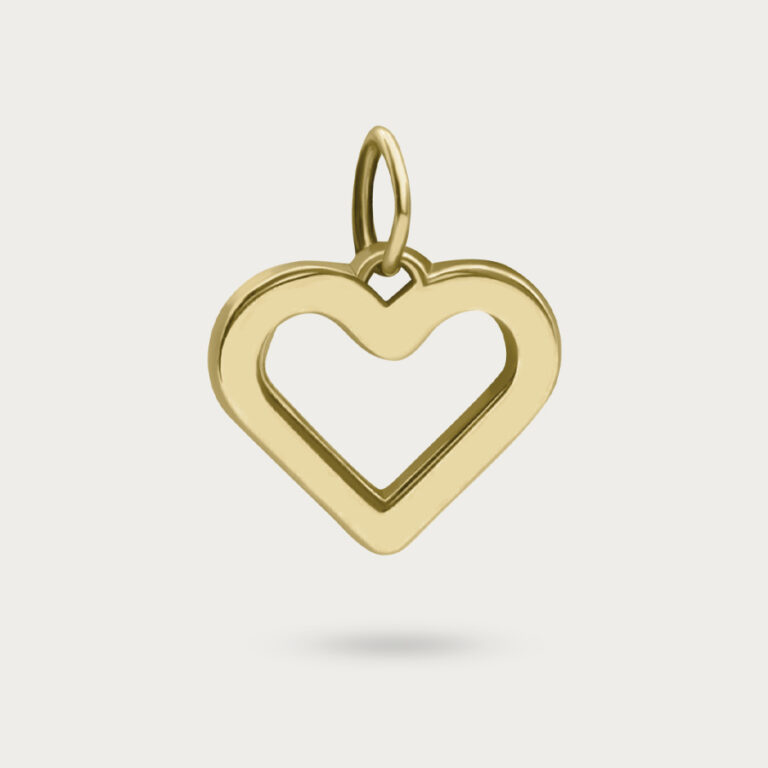Open heart outline charm in gold
